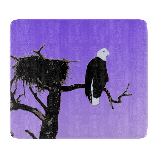 Bald Eagle at Sunset -オリジナルワイルドライフアート カッティングボード (正面)