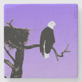 Bald Eagle at Sunset -オリジナルワイルドライフアート ストーンコースター (正面)