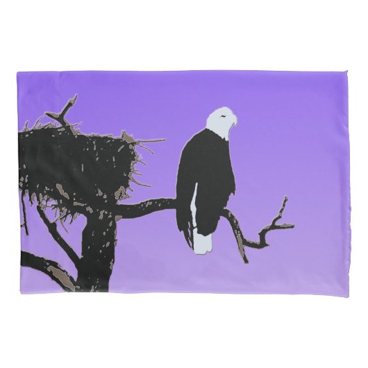 Bald Eagle at Sunset -オリジナルワイルドライフアート 枕カバー (正面)