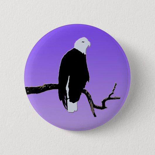 Bald Eagle at Sunset -オリジナルワイルドライフアート 缶バッジ (正面)