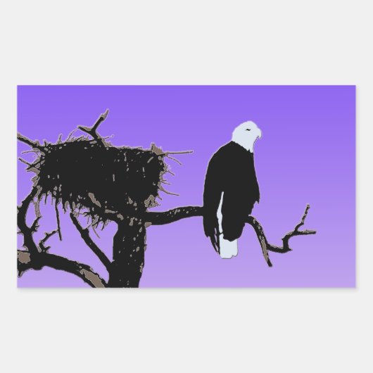 Bald Eagle at Sunset -オリジナルワイルドライフアート 長方形シール (正面)