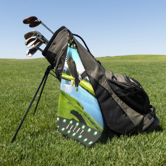 Bald Eagle - Big Bird   Golf Towel ゴルフタオル (グリーン)