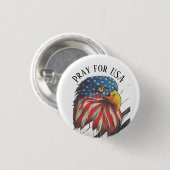 Bald Eagle Bird USA国旗の祈泣き叫びfor USA 缶バッジ (正面&裏面)