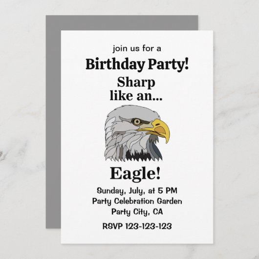 Bald Eagle Birthday Party 招待状 (正面/裏面)