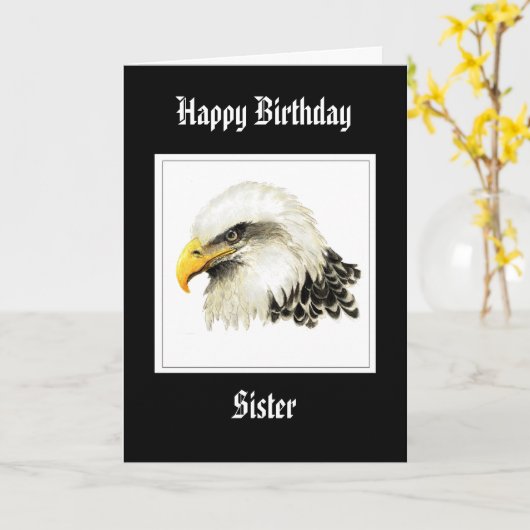 Bald Eagle - Birthday Sister Proud Military カード (黄色い花)