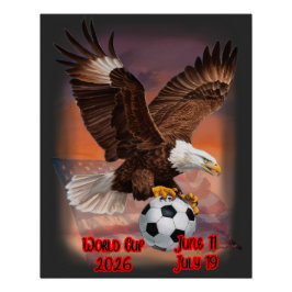Bald Eagle Brings the World Cup Ball on a  ポスター