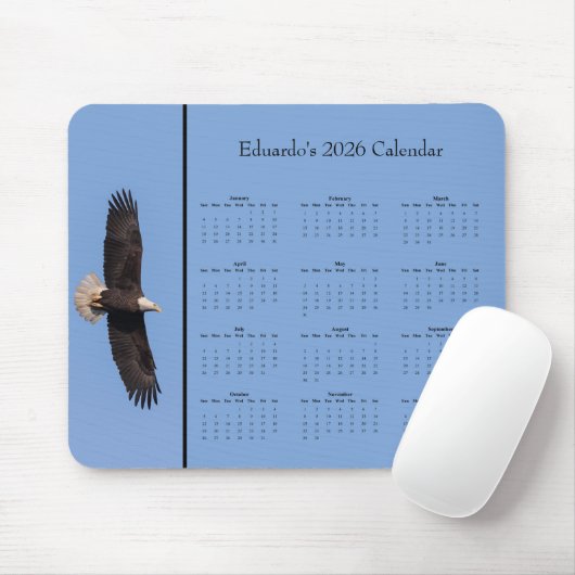 Bald Eagle: Customize full year 2026 calendar マウスパッド (マウス)