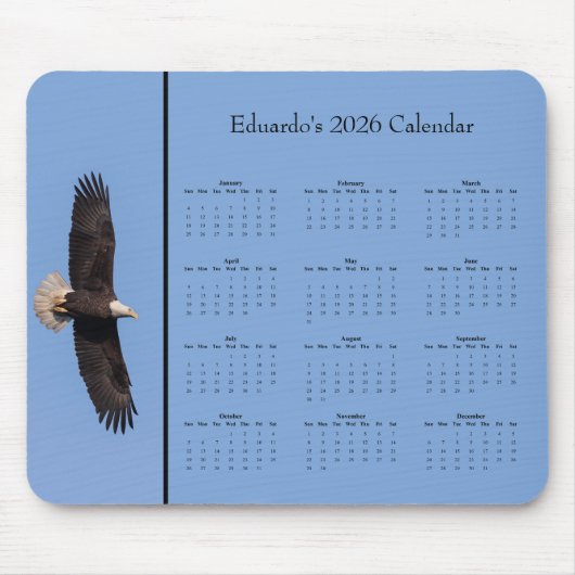 Bald Eagle: Customize full year 2026 calendar マウスパッド (正面)