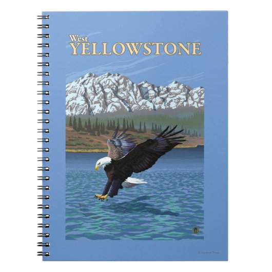 Bald Eagle Diving – 西イエローストーンMT ノートブック (正面)