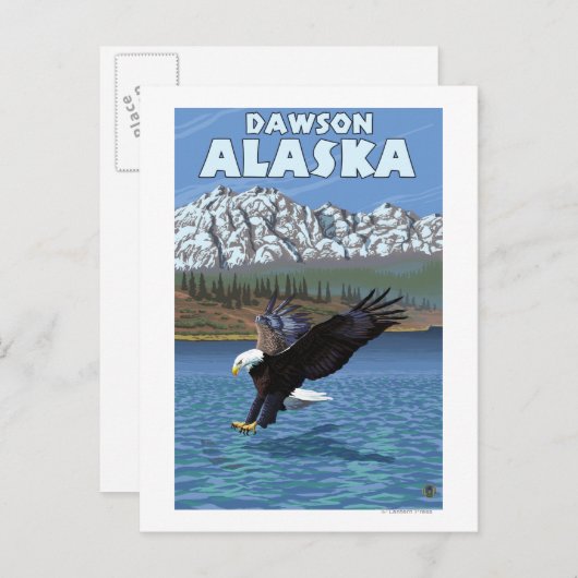 Bald Eagle Diving - Dawson, Alaska ポストカード (正面/裏面)