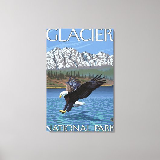 Bald Eagle Diving - Glacier National Park, MT キャンバスプリント (正面)