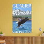 Bald Eagle Diving - Glacier National Park, MT キャンバスプリント (インサイチュ (リビング))