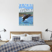 Bald Eagle Diving - Glacier National Park, MT キャンバスプリント (インサイチュ (寝室))