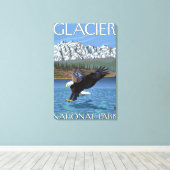 Bald Eagle Diving - Glacier National Park, MT キャンバスプリント (インサイチュ (ウッドフロア))