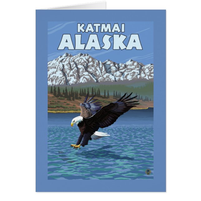 Bald Eagle Diving - Katmai，アラスカ (正面)