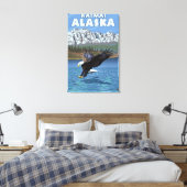 Bald Eagle Diving - Katmai，アラスカ キャンバスプリント (インサイチュ (寝室))