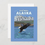 Bald Eagle Diving - Katmai,アラスカ ポストカード (正面/裏面)