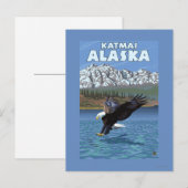 Bald Eagle Diving - Katmai,アラスカ ポストカード (正面/裏面)
