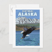 Bald Eagle Diving - Katmai，アラスカ ポストカード (正面/裏面)