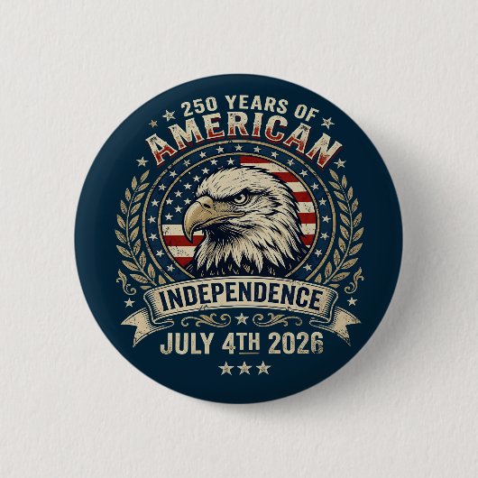 Bald Eagle Emblem 250 Years of America Blue Button 缶バッジ (正面)