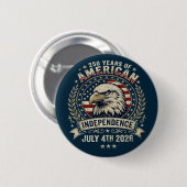 Bald Eagle Emblem 250 Years of America Blue Button 缶バッジ (正面&裏面)