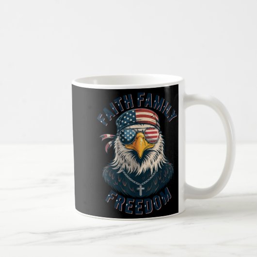 Bald Eagle Faith Family Dom Patriotic Christian Bo コーヒーマグカップ (右)
