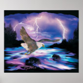Bald Eagle Flying Over River Poster ポスター (正面)