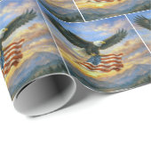Bald Eagle Flying with American Flag ラッピングペーパー (ロールコーナー)
