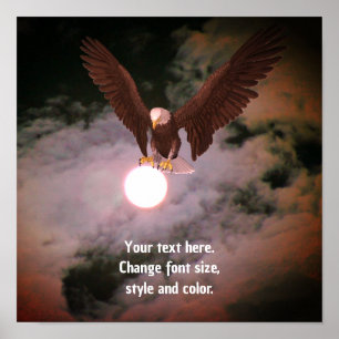 Bald Eagle Full Moonファンタジーテキストの追加 ポスター