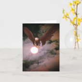 Bald Eagle Full Moon Fantasy Note カード (黄色い花)