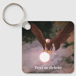 Bald Eagle Full Moon Fantasy Personalized キーホルダー