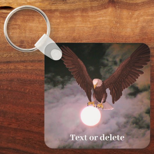 Bald Eagle Full Moon Fantasy Personalized キーホルダー (正面)