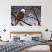Bald Eagle Full Moon Wildlife Photography 60X40 キャンバスプリント (インサイチュ (寝室))