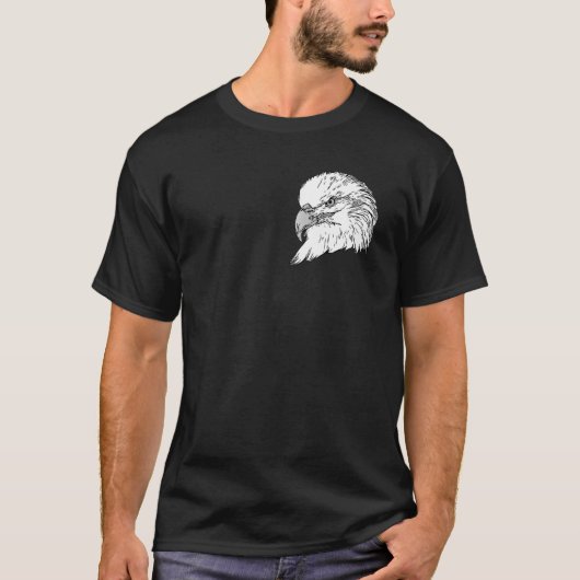 Bald Eagle imprint american bird animal head motif Tシャツ (正面)