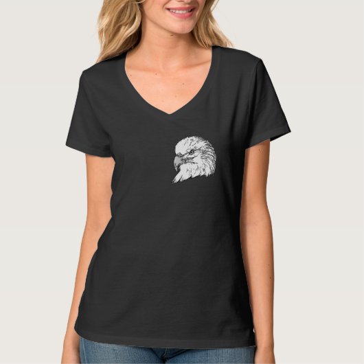 Bald Eagle imprint american bird animal head motif Tシャツ (正面)