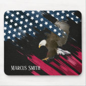 Bald Eagle in American Flag抽象芸術オンレザー マウスパッド (正面)