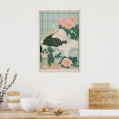 Bald Eagle in Bathtub Print Ukiyo-e Japanese ポスター (キッチン)