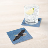 Bald eagle in flight スクエアペーパーコースター (インサイチュ)