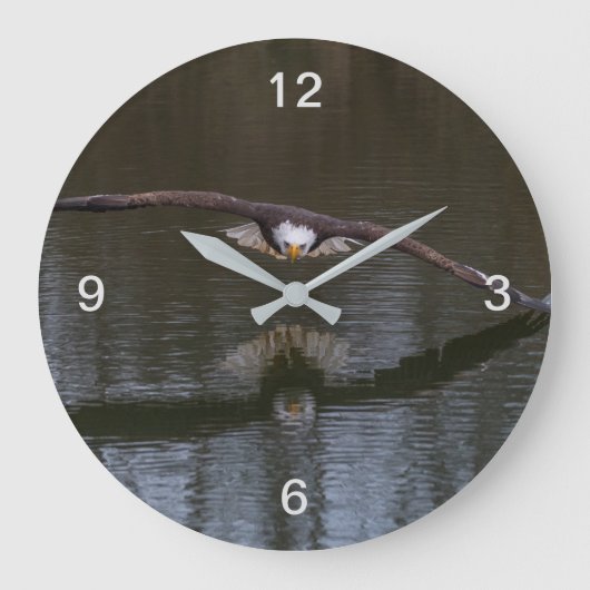 Bald Eagle in Flight ラージ壁時計 (正面)