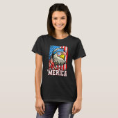 Bald Eagle Mullet Merica American Flag  4th Of Jul Tシャツ (正面フル)