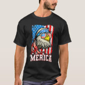 Bald Eagle Mullet Merica American Flag  4th Of Jul Tシャツ (正面)