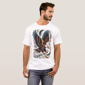 Bald Eagle Neo-Traditional Art Vintage Americana Tシャツ (正面フル)