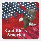 Bald Eagle on American Flag Abstract スクエアシール (正面)