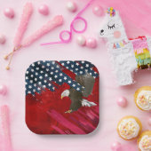 Bald Eagle on American Flag Abstract ペーパープレート (パーティー)