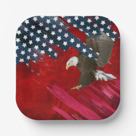 Bald Eagle on American Flag Abstract ペーパープレート