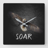 Bald Eagle on Black Rock スクエア壁時計 (正面)