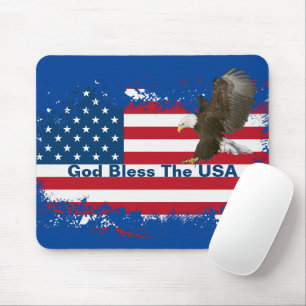 Bald Eagle On USA FlagMousepadマウスパッド マウスパッド
