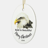  Bald Eagle Owl Bald is Beautiful Christmas セラミックオーナメント (左)