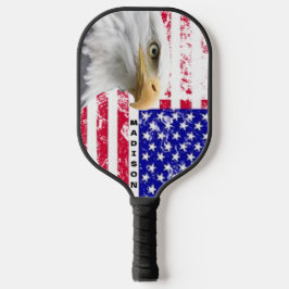 Bald Eagle Personalized American Flag ピックルボールラケット