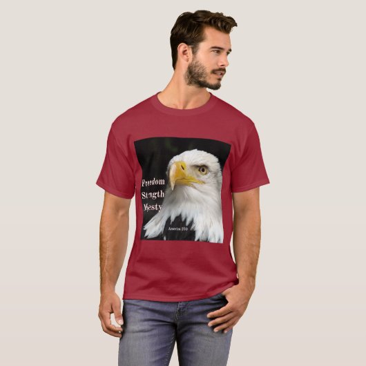 Bald eagle profile head on black background. T-Shi Tシャツ (正面フル)